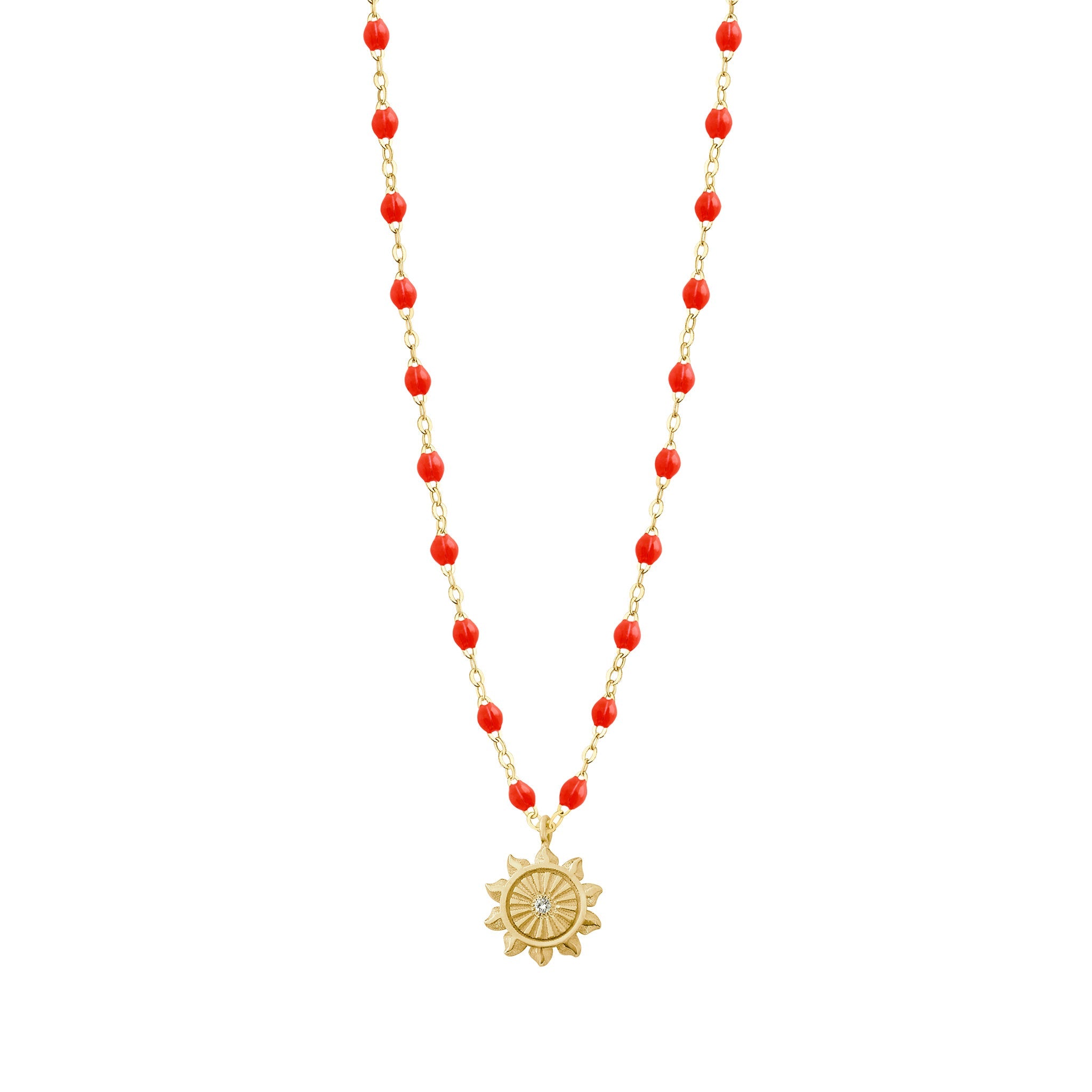 Gigi Clozeau - Collier corail Lucky Sun diamants, or jaune, 42 cm