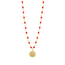 Gigi Clozeau - Collier corail Lucky Sun diamants, or jaune, 42 cm