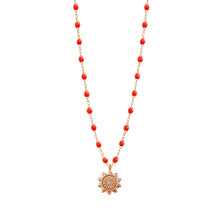 Gigi Clozeau - Collier corail Lucky Sun diamants, or rose, 42 cm