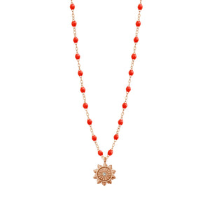 Gigi Clozeau - Collier corail Lucky Sun diamants, or rose, 42 cm