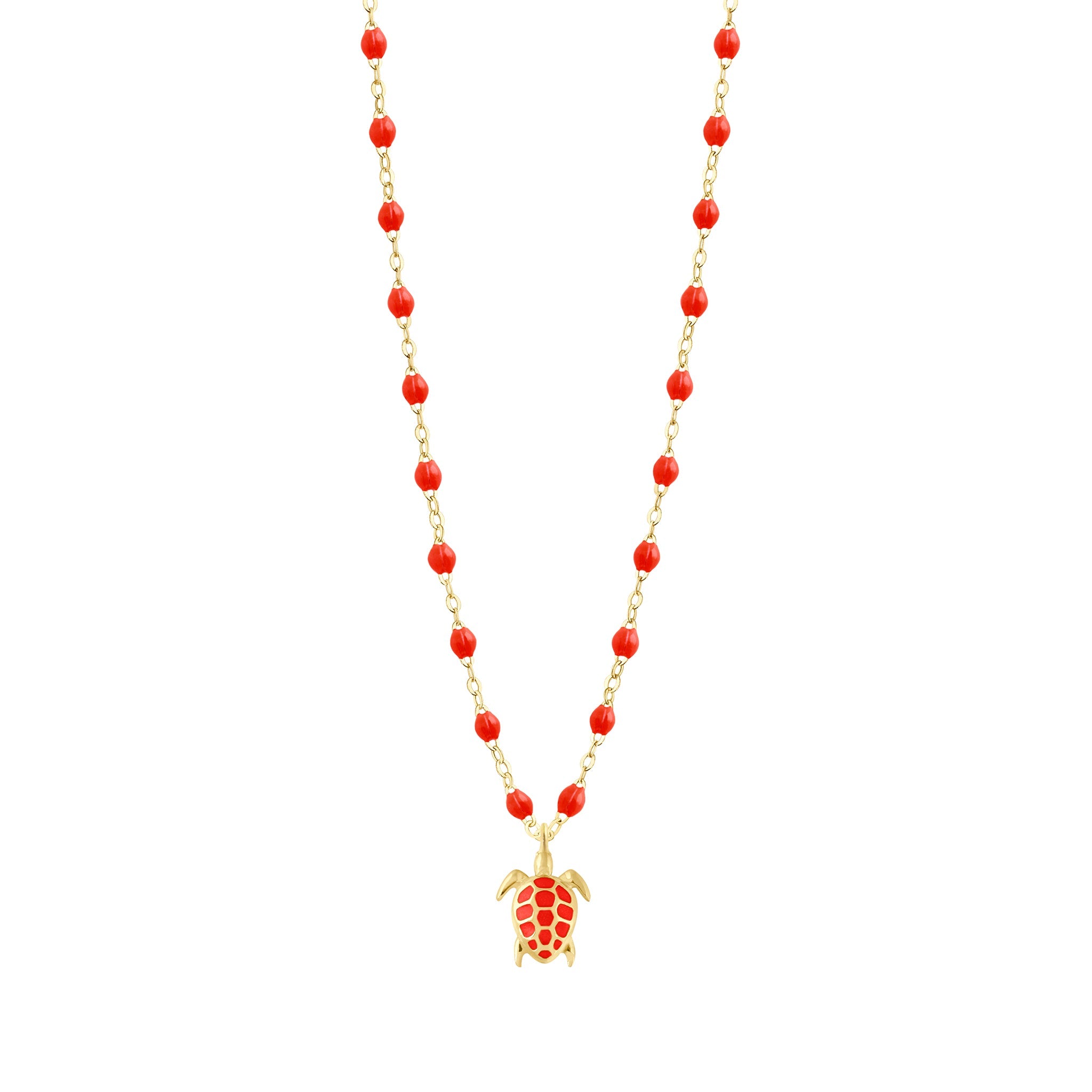 Gigi Clozeau - Collier corail Tortue, or jaune, 42 cm