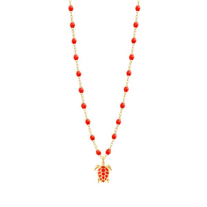 Gigi Clozeau - Collier corail Tortue, or jaune, 42 cm