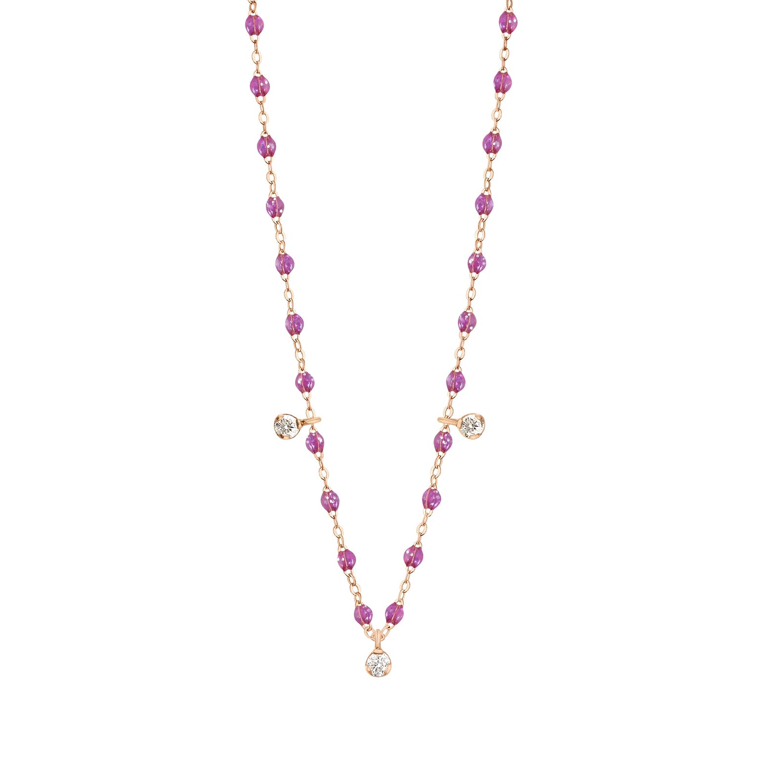 Gigi Clozeau - Collier galaxy Gigi Suprême, or rose, 3 diamants, 45 cm