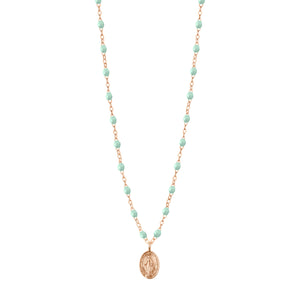 Gigi Clozeau - Collier jade Madone, or rose, 42 cm