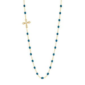 Gigi Clozeau - Collier jungle Croix Vintage, diamants, or jaune, 42 cm