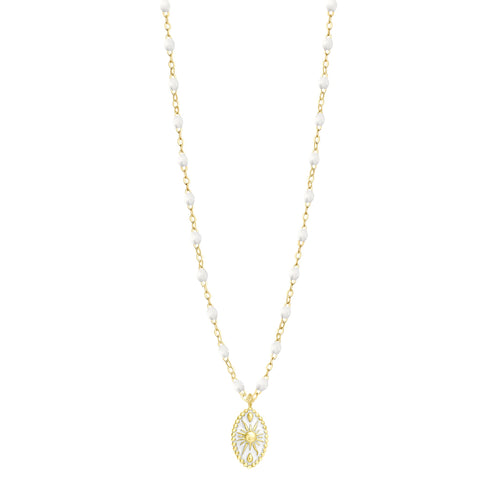 Gigi Clozeau - Collier Karma résine blanche, or jaune, 42 cm