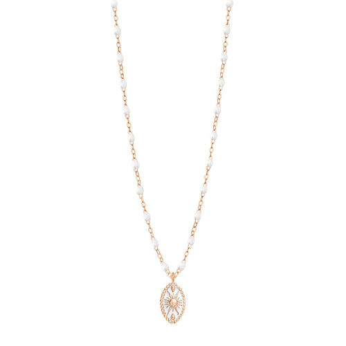 Gigi Clozeau - Collier Karma résine blanche, or rose, 42 cm
