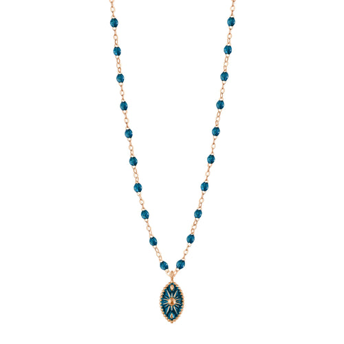 Gigi Clozeau - Collier Karma résine jungle, or rose, 42 cm