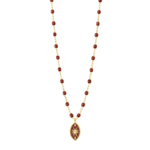 Gigi Clozeau - Collier Karma résine moka, or jaune, 42 cm