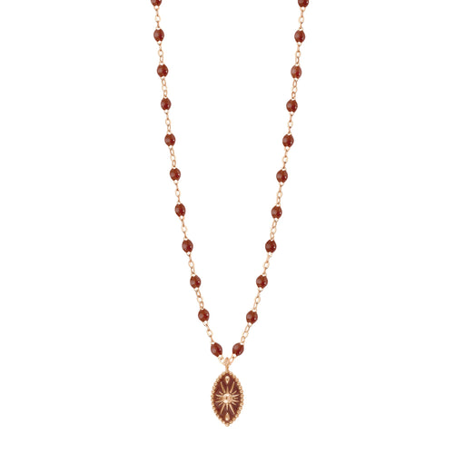 Gigi Clozeau - Collier Karma résine moka, or rose, 42 cm