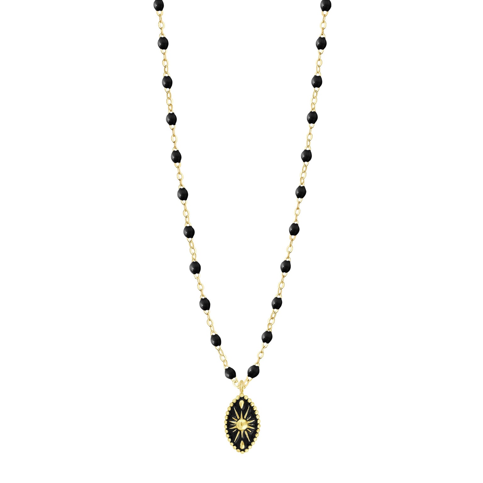 Gigi Clozeau - Collier Karma résine noire, or jaune, 42 cm