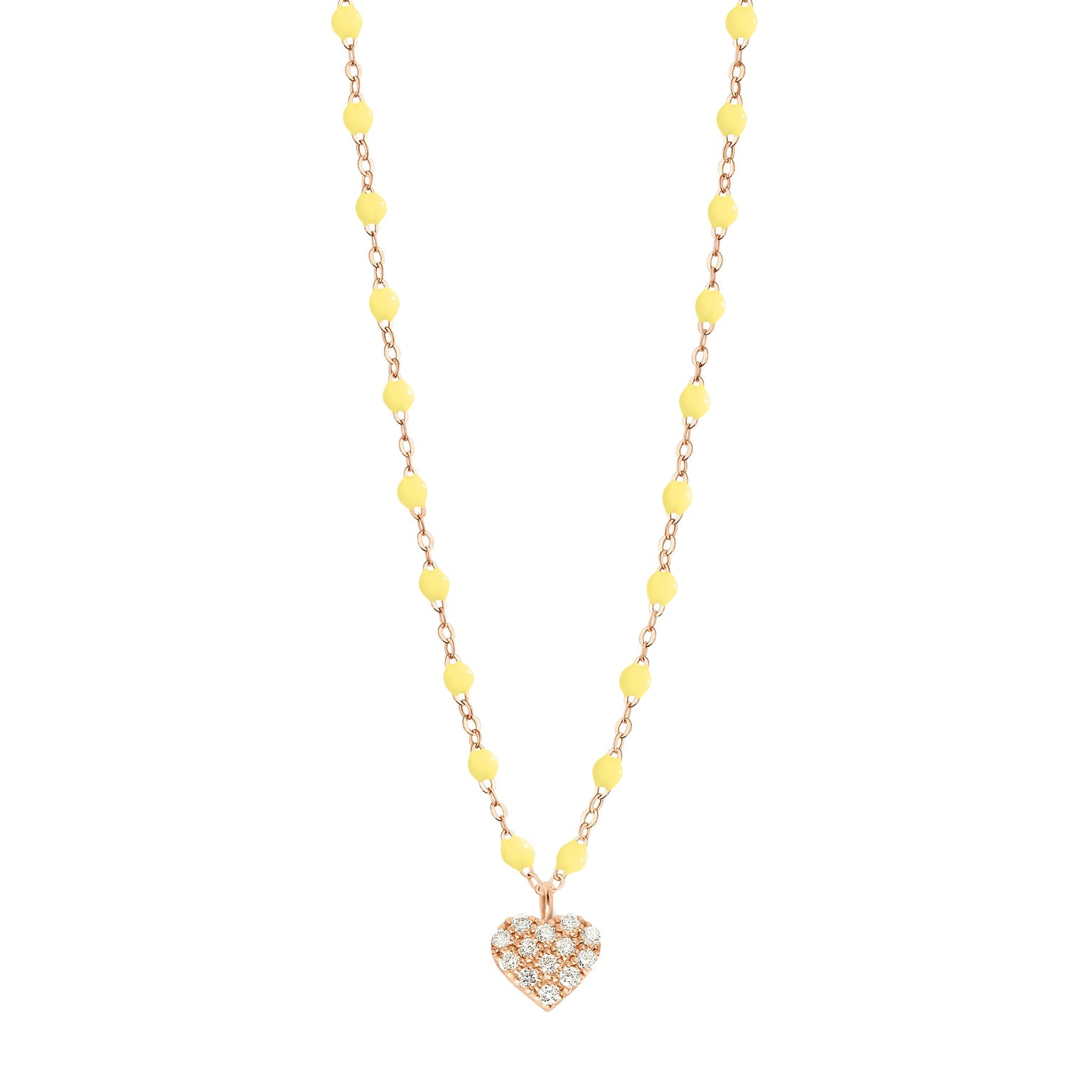 Gigi Clozeau - Collier mimosa Cœur In Love, Diamants, or rose, 42 cm