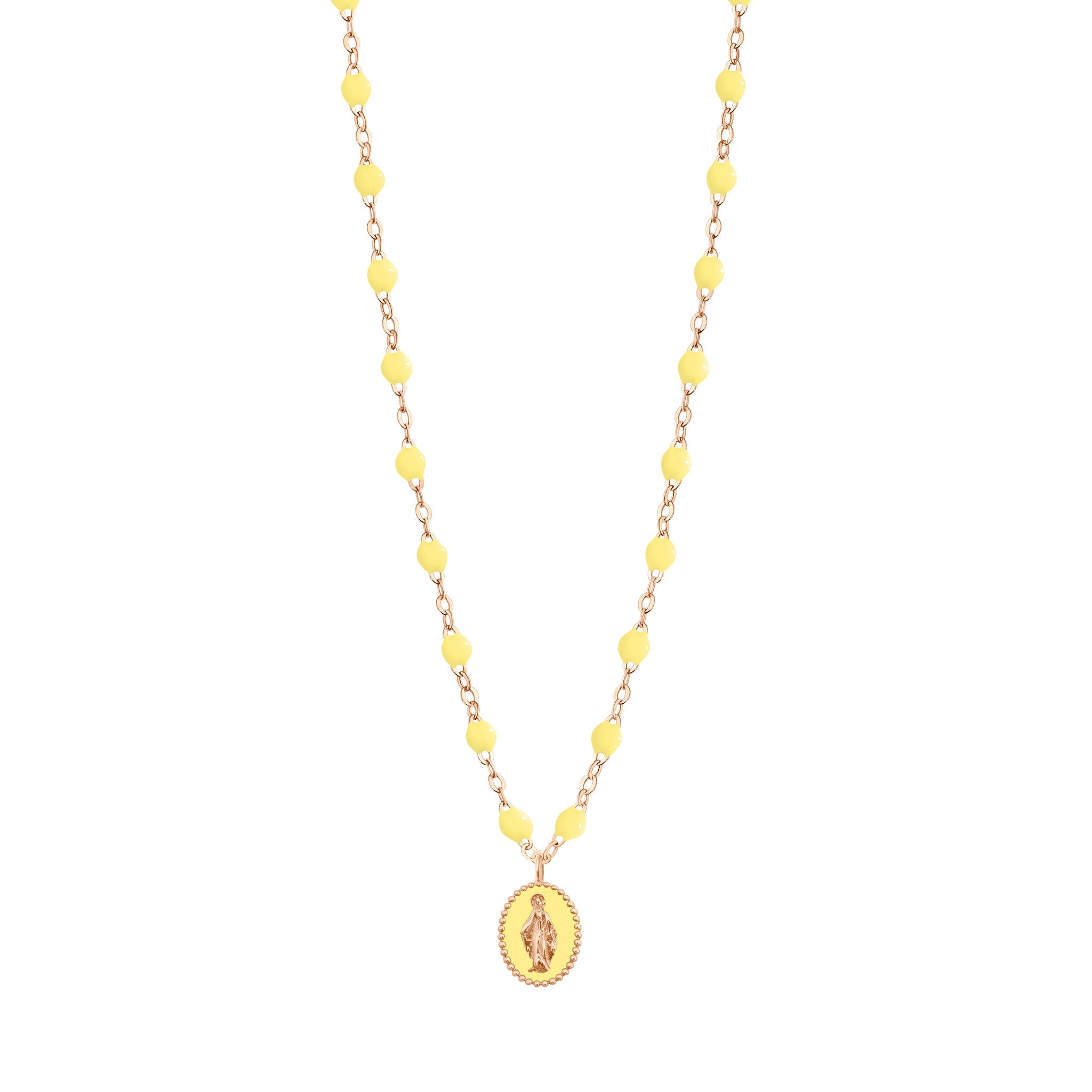 Gigi Clozeau - Collier mimosa Madone résinée, or rose, 42 cm