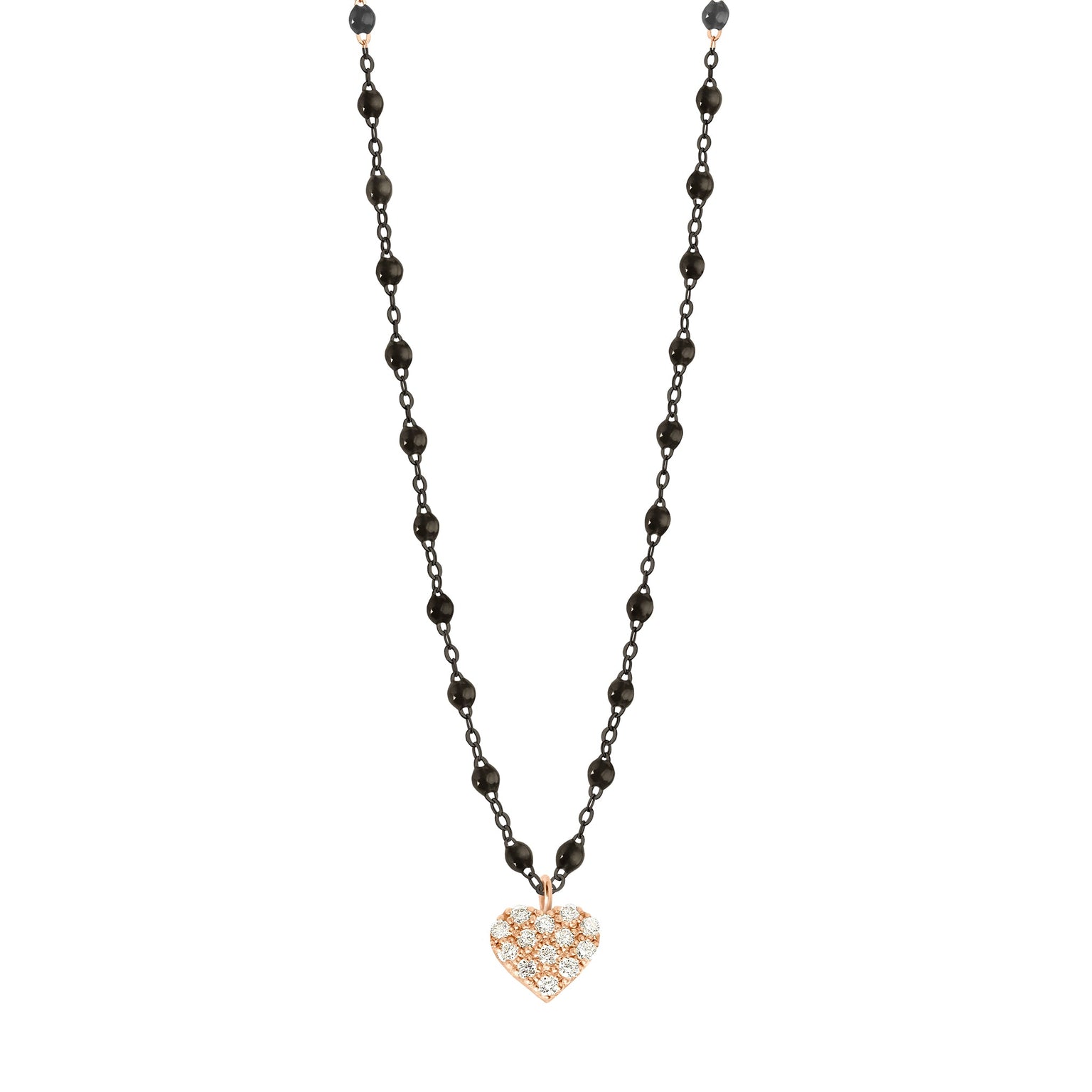 Gigi Clozeau - Collier noir In Love, diamants, or noir et rose, 42 cm
