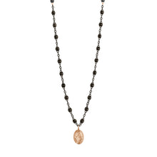 Gigi Clozeau - Collier noir Madone, or noir et rose, 42 cm