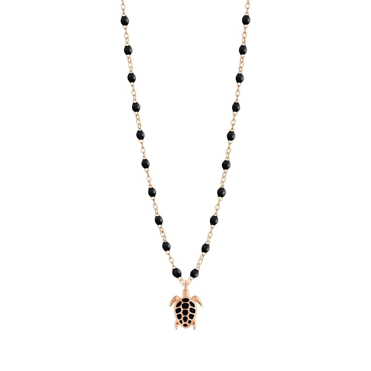 Gigi Clozeau - Collier noir Tortue, or rose, 42 cm
