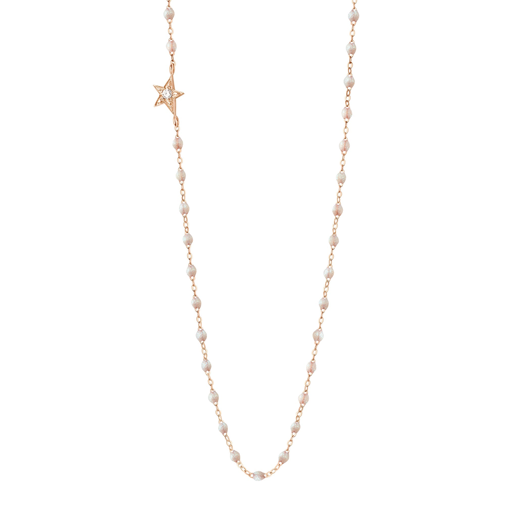 Gigi Clozeau - Collier opale Etoile, diamant, or rose, 42 cm