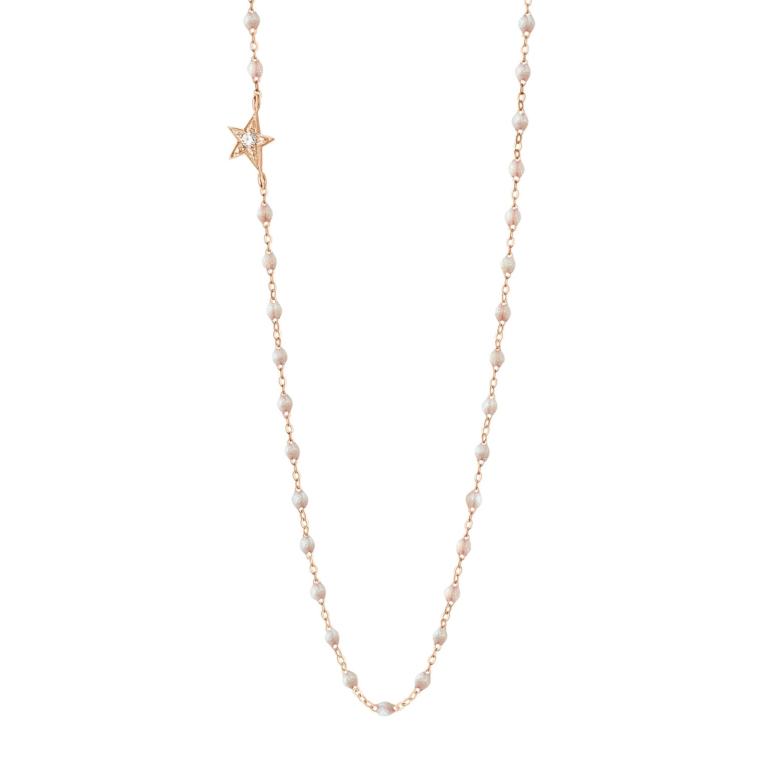 Gigi Clozeau - Collier opale Etoile, diamant, or rose, 42 cm