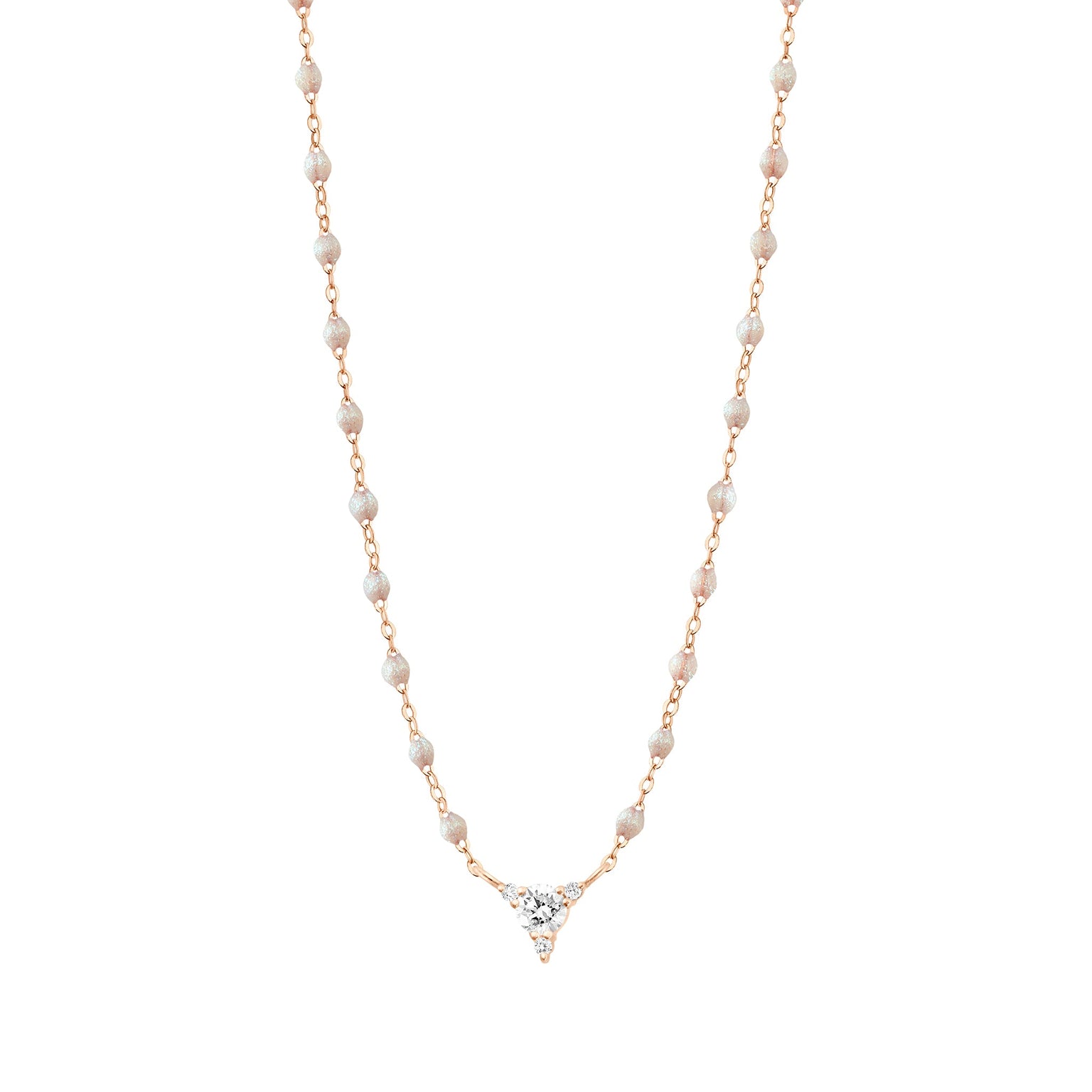 Gigi Clozeau - Collier opale Kosmos, diamants, or rose, 42 cm