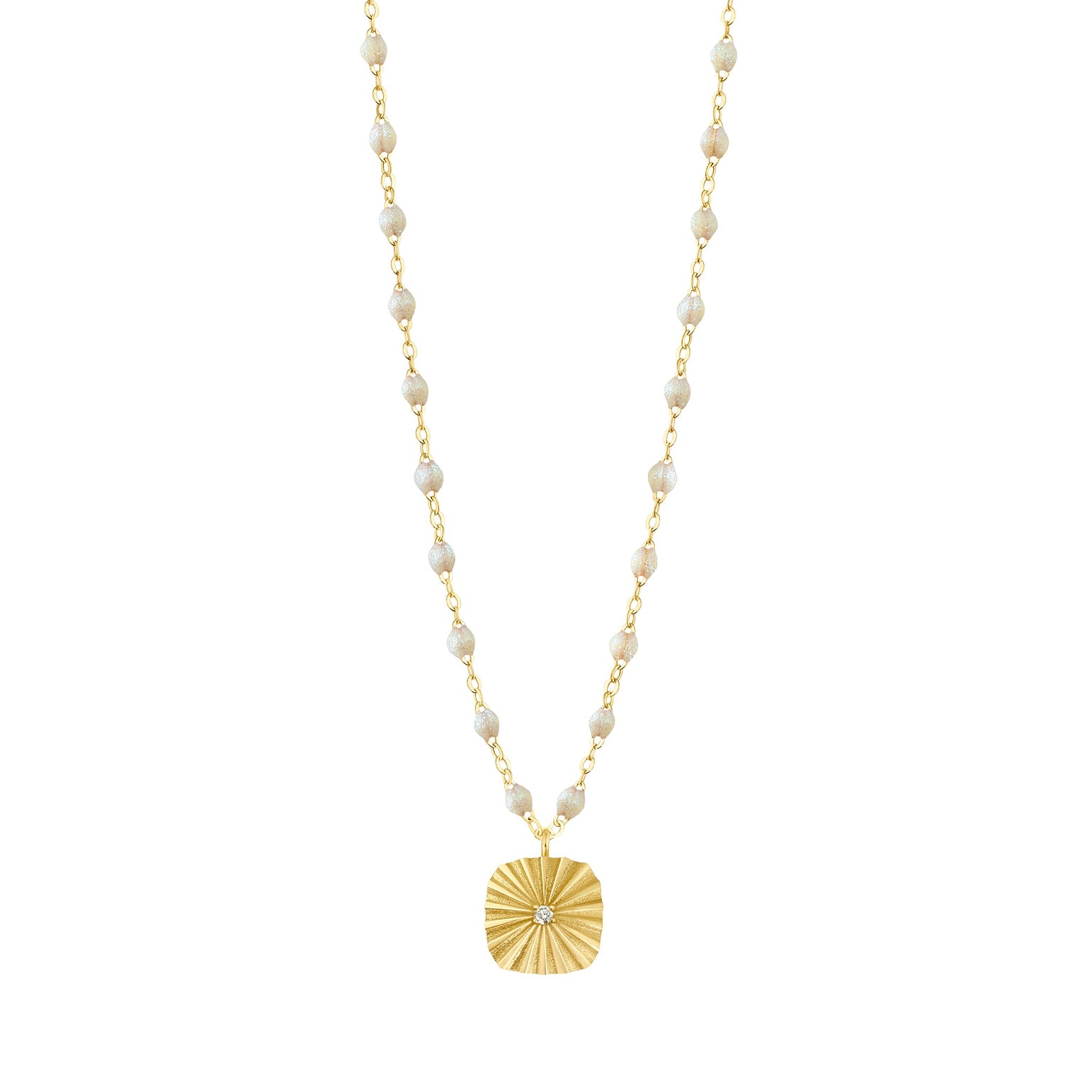 Gigi Clozeau - Collier opale Miss Lumière diamant, or jaune, 42 cm