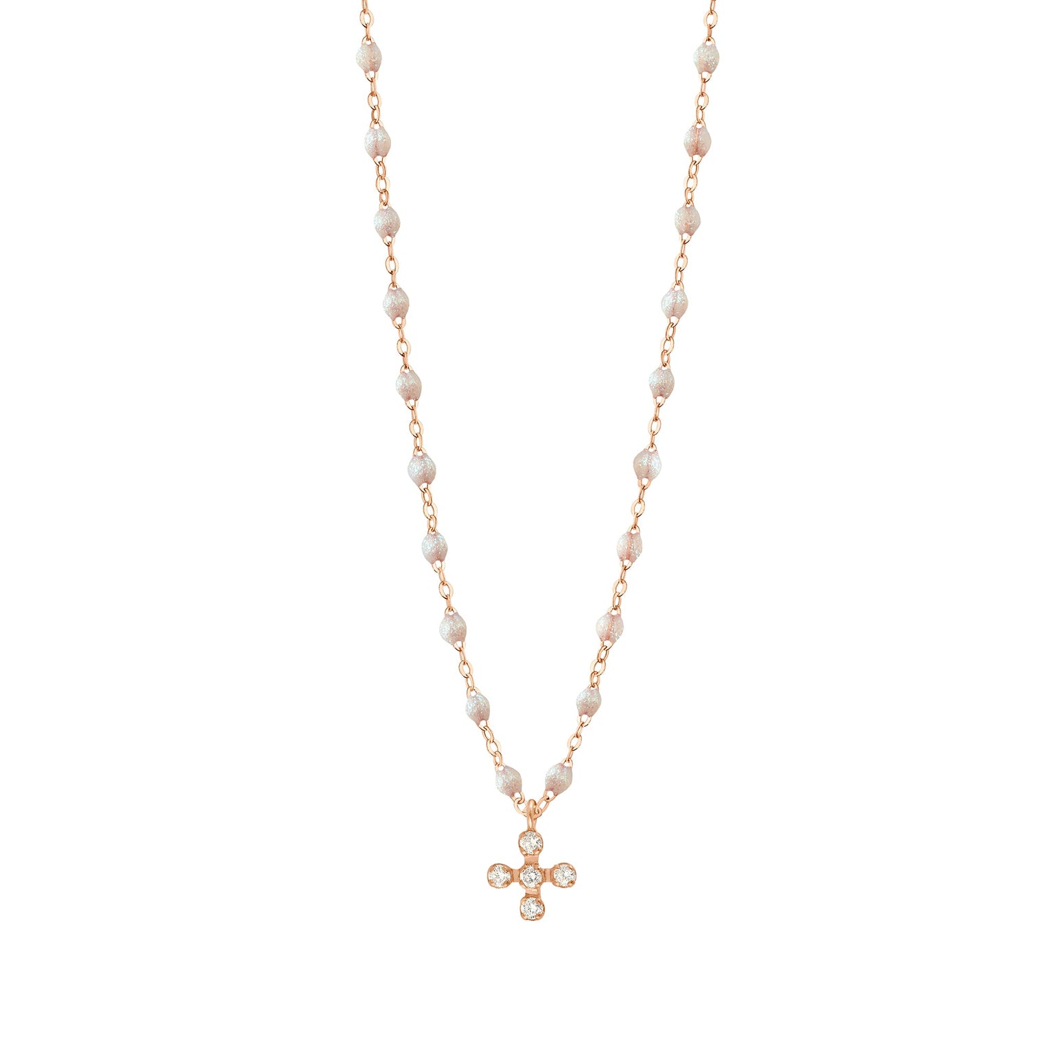 Gigi Clozeau - Collier opale Spark diamants, or rose, 42 cm