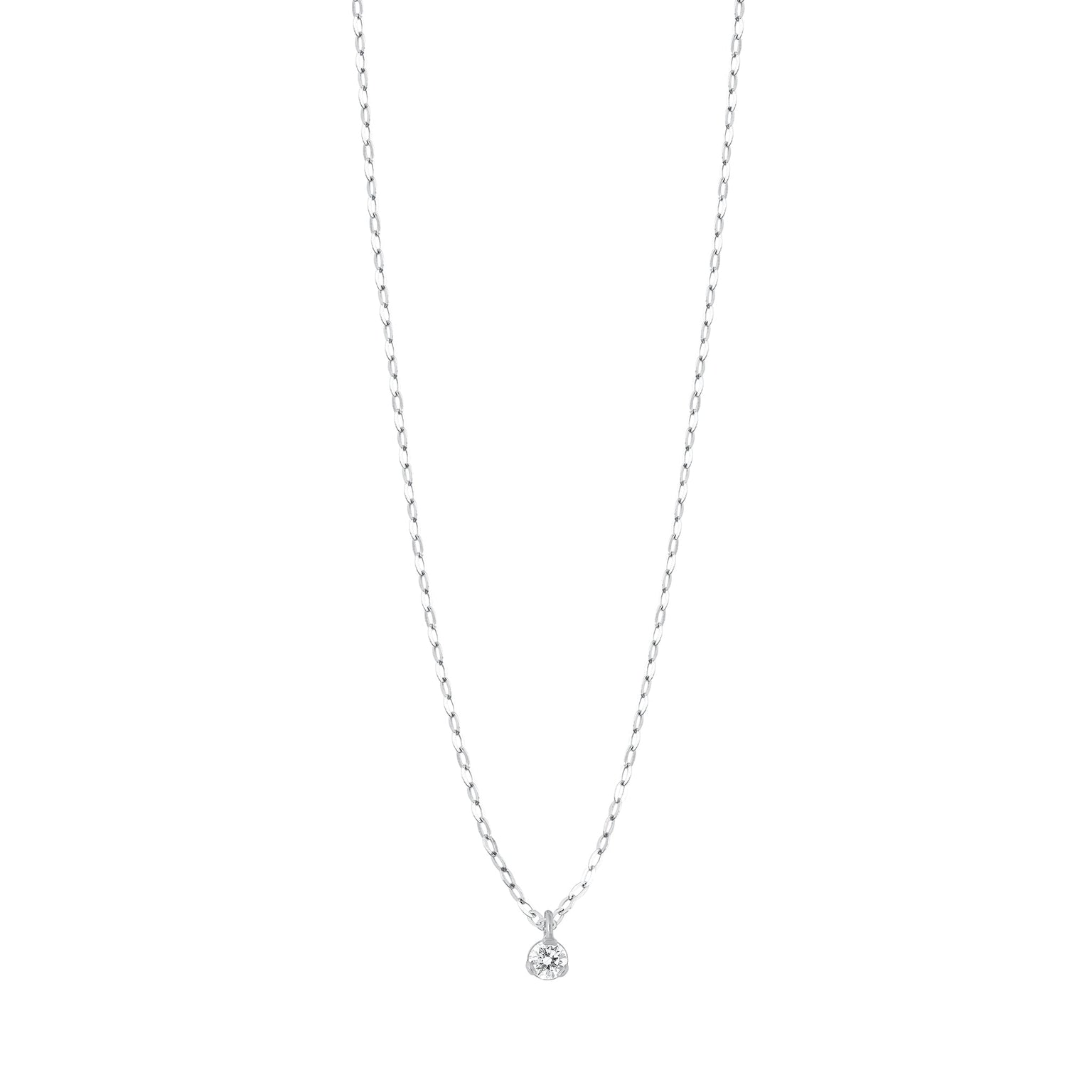 Gigi Clozeau - Collier Pure Gigi Suprême, or blanc, 1 diamant, 42 cm