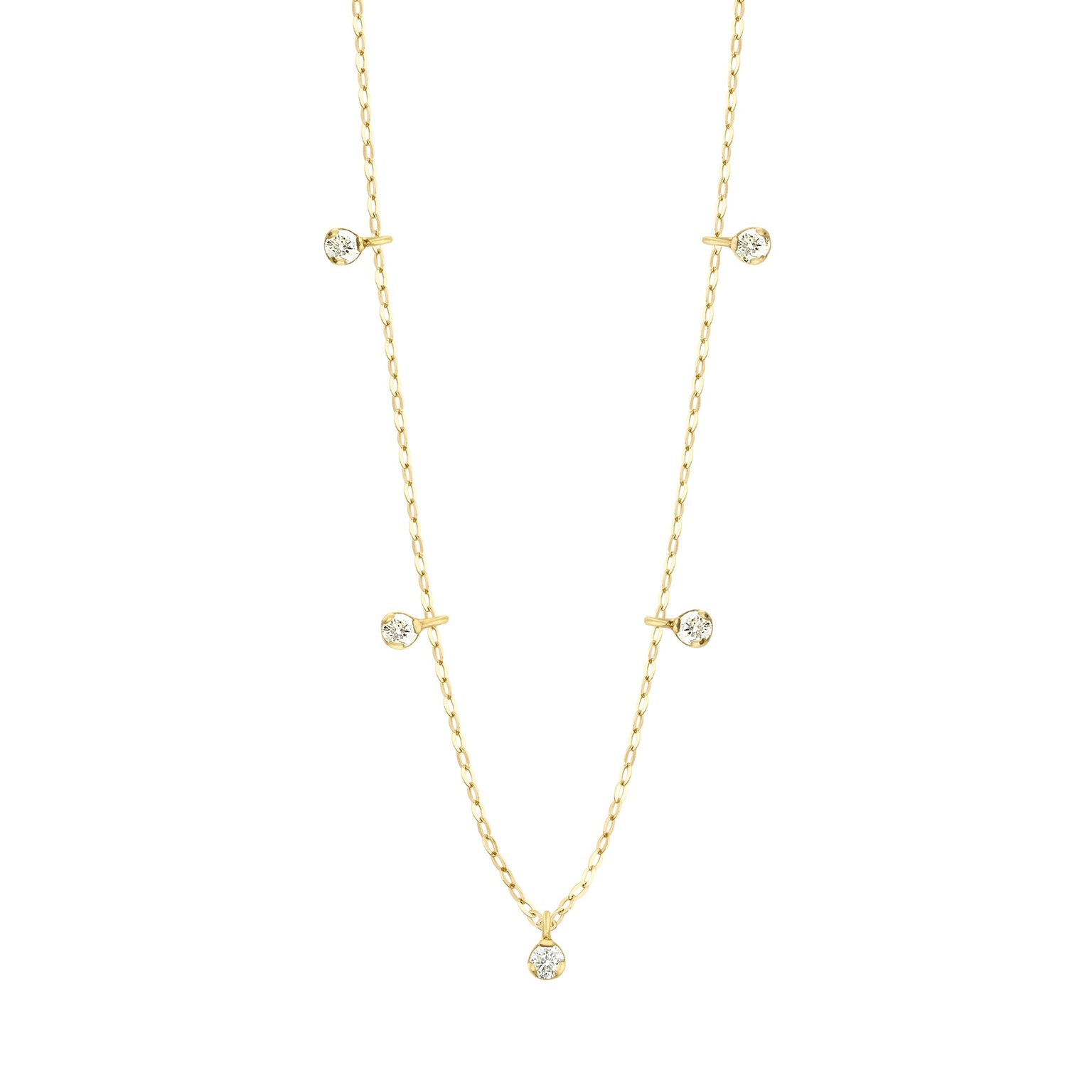 Gigi Clozeau - Collier Pure Gigi Suprême, or jaune, 5 diamants, 45 cm
