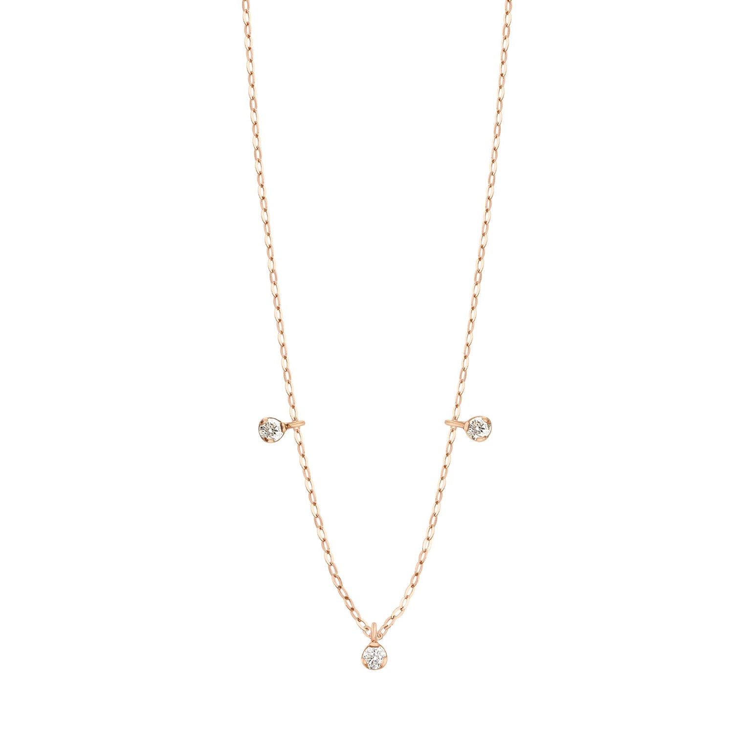 Gigi Clozeau - Collier Pure Gigi Suprême, or rose, 3 diamants, 45 cm