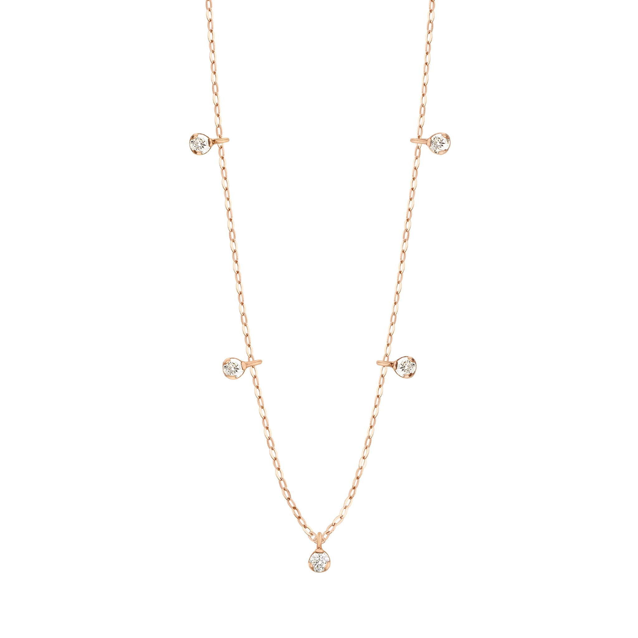 Gigi Clozeau - Collier Pure Gigi Suprême, or rose, 5 diamants, 45 cm