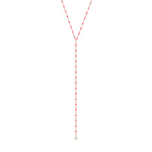 Gigi Clozeau - Collier rose fluo Mini Gigi Party Y, or rose, 1 diamant, 50 cm