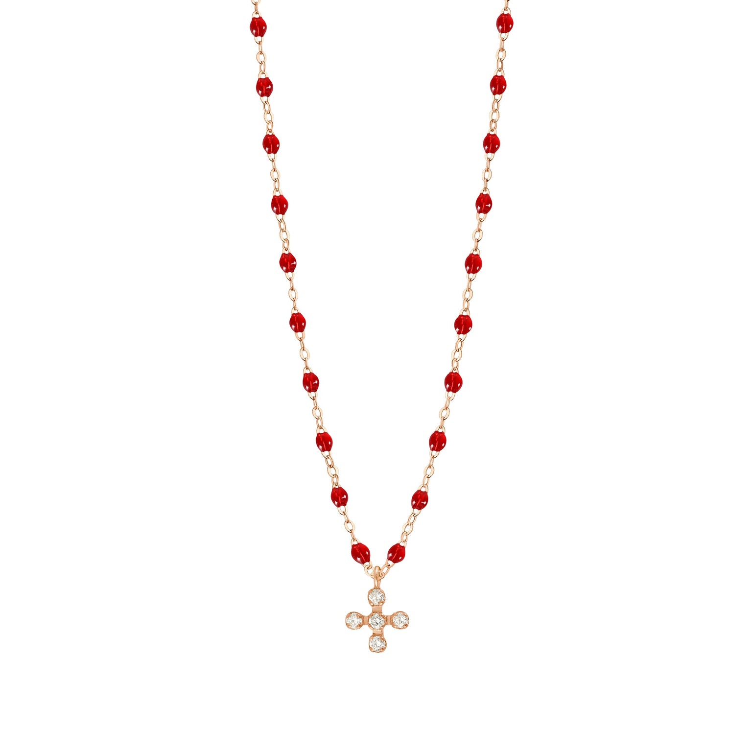 Gigi Clozeau - Collier rubis Spark diamants, or rose, 42 cm