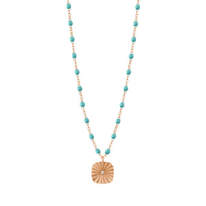 Gigi Clozeau - Collier turquoise vert Miss Lumière diamant, or rose, 42 cm