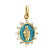 Gigi Clozeau - Pendentif azur Petite Madone Suprême, or jaune, diamants
