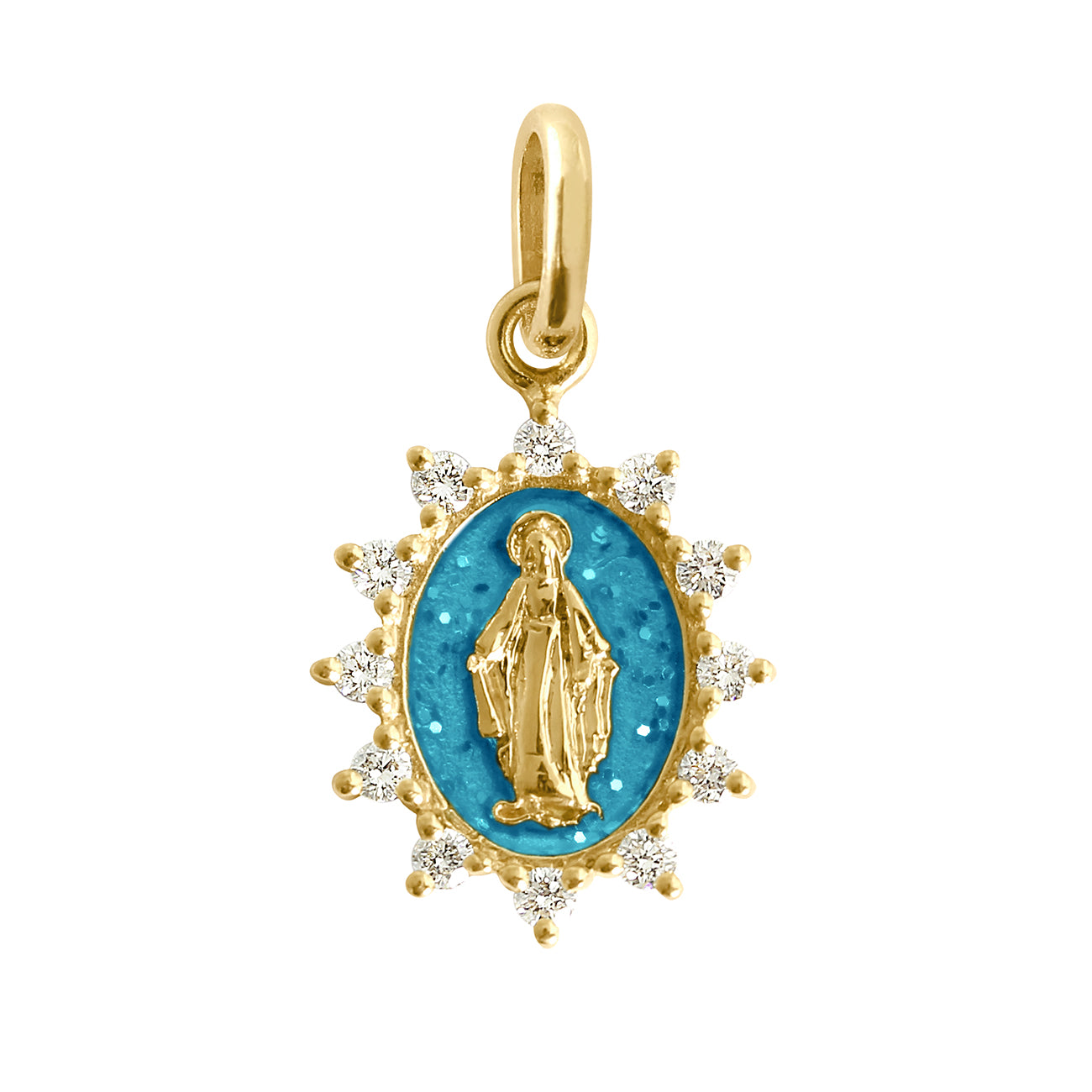Gigi Clozeau - Pendentif azur Petite Madone Suprême, or jaune, diamants
