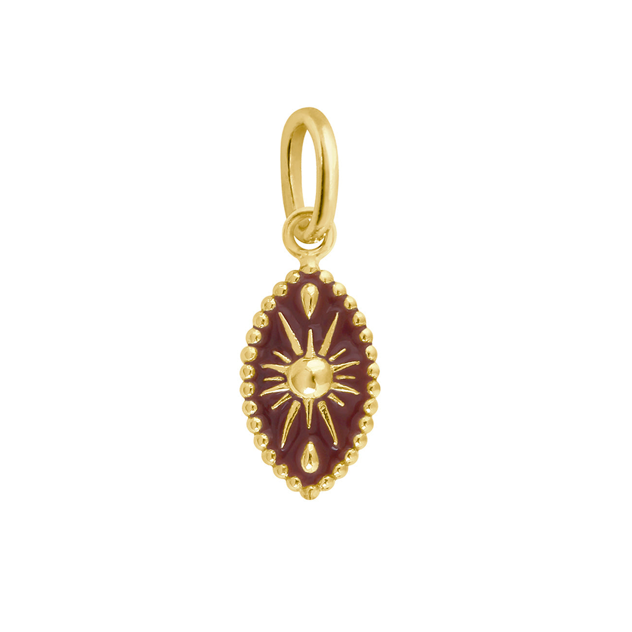Gigi Clozeau - Pendentif Karma résine moka, or jaune, 42 cm