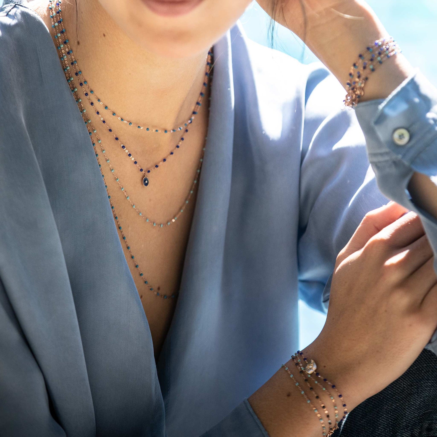 Gigi Clozeau - Collier glacier Classique Gigi, or rose, 50 cm