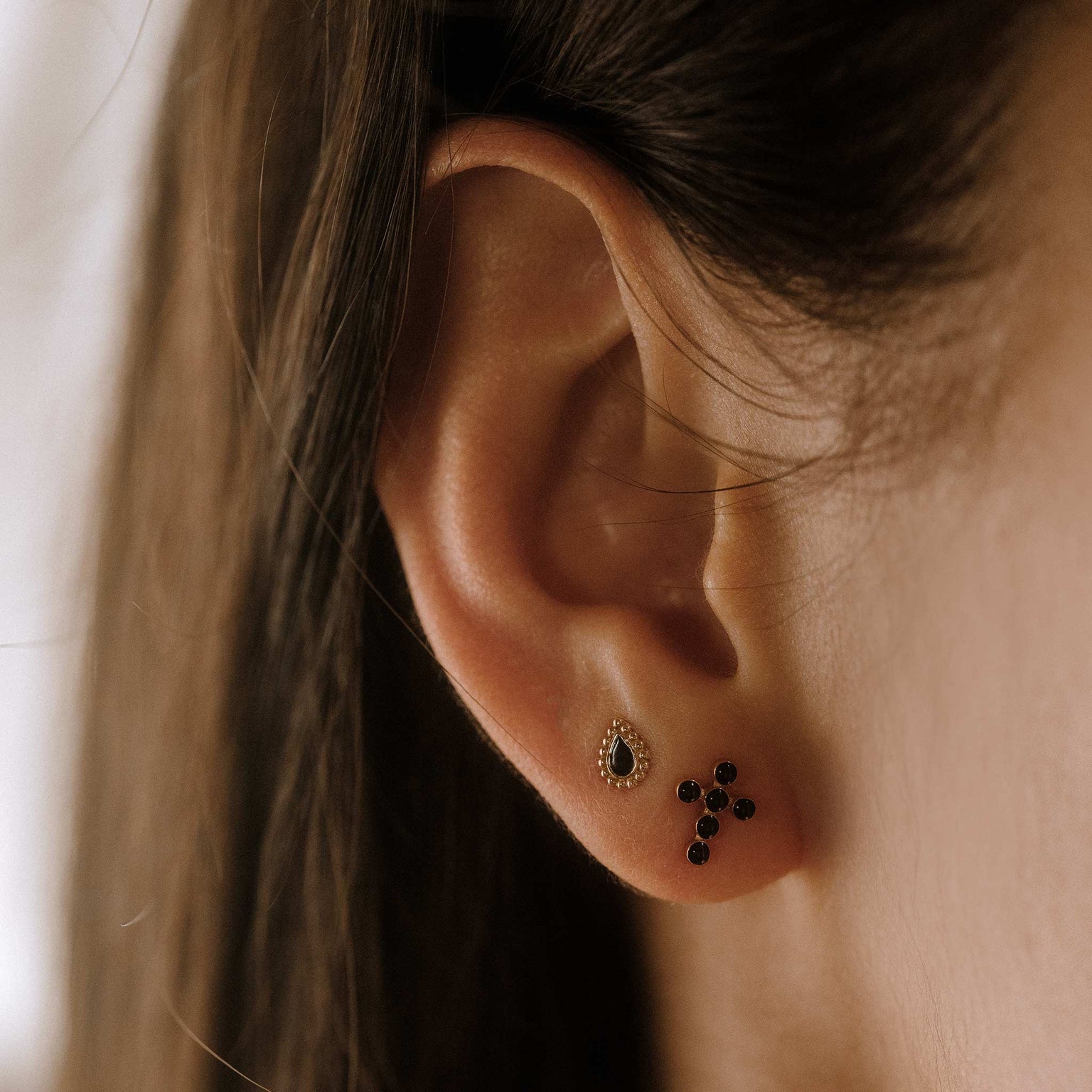 Gigi Clozeau - Black Lucky Cashmere Earrings, Yellow Gold