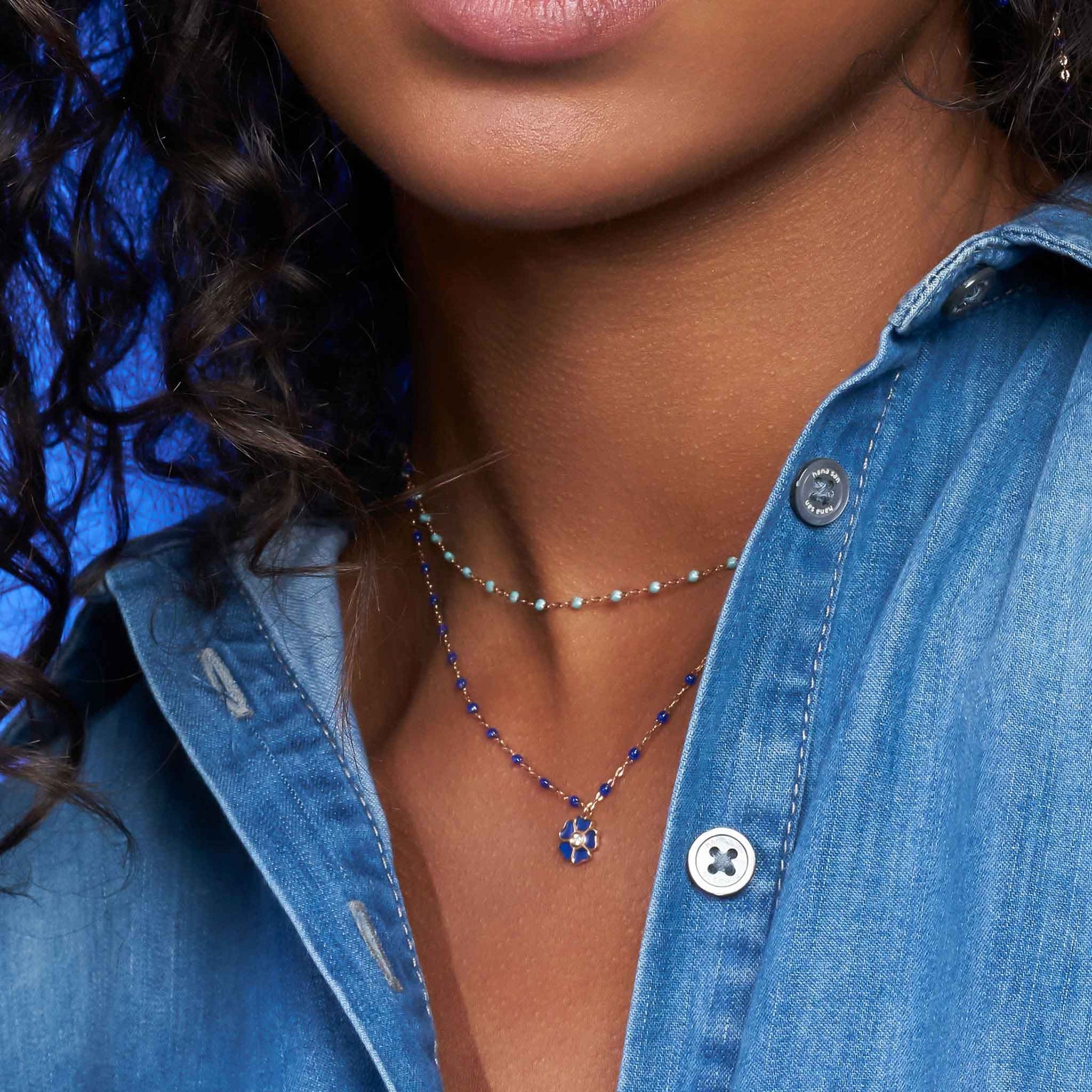 Gigi Clozeau - Collier glacier Classique Gigi, or rose, 42 cm