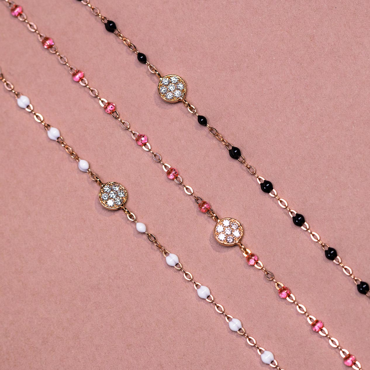 Gigi Clozeau - Bracelet rosée Puce diamants, or rose, 17 cm