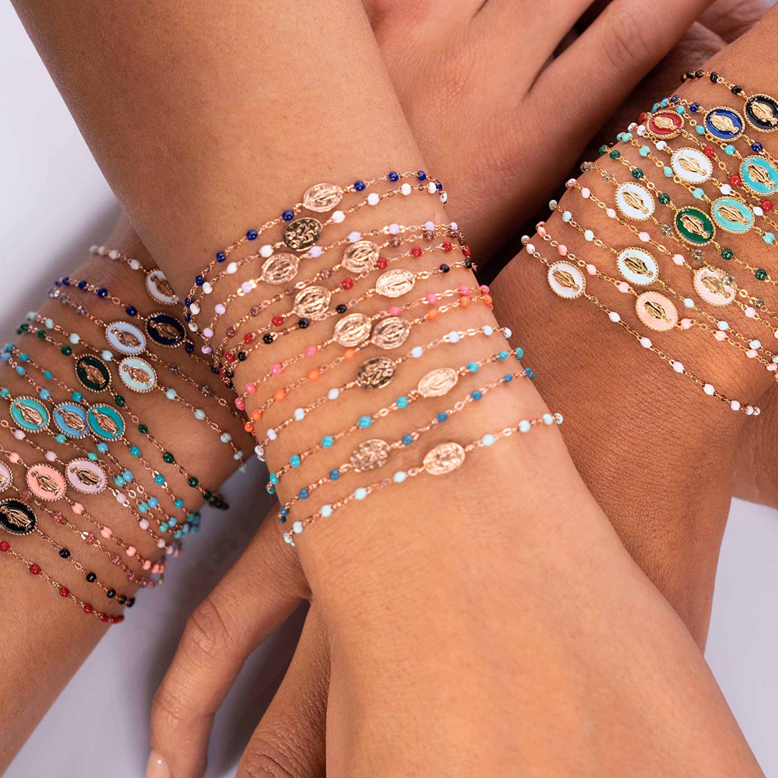 Gigi Clozeau - Bracelet bleu layette Madone or jaune, 17 cm