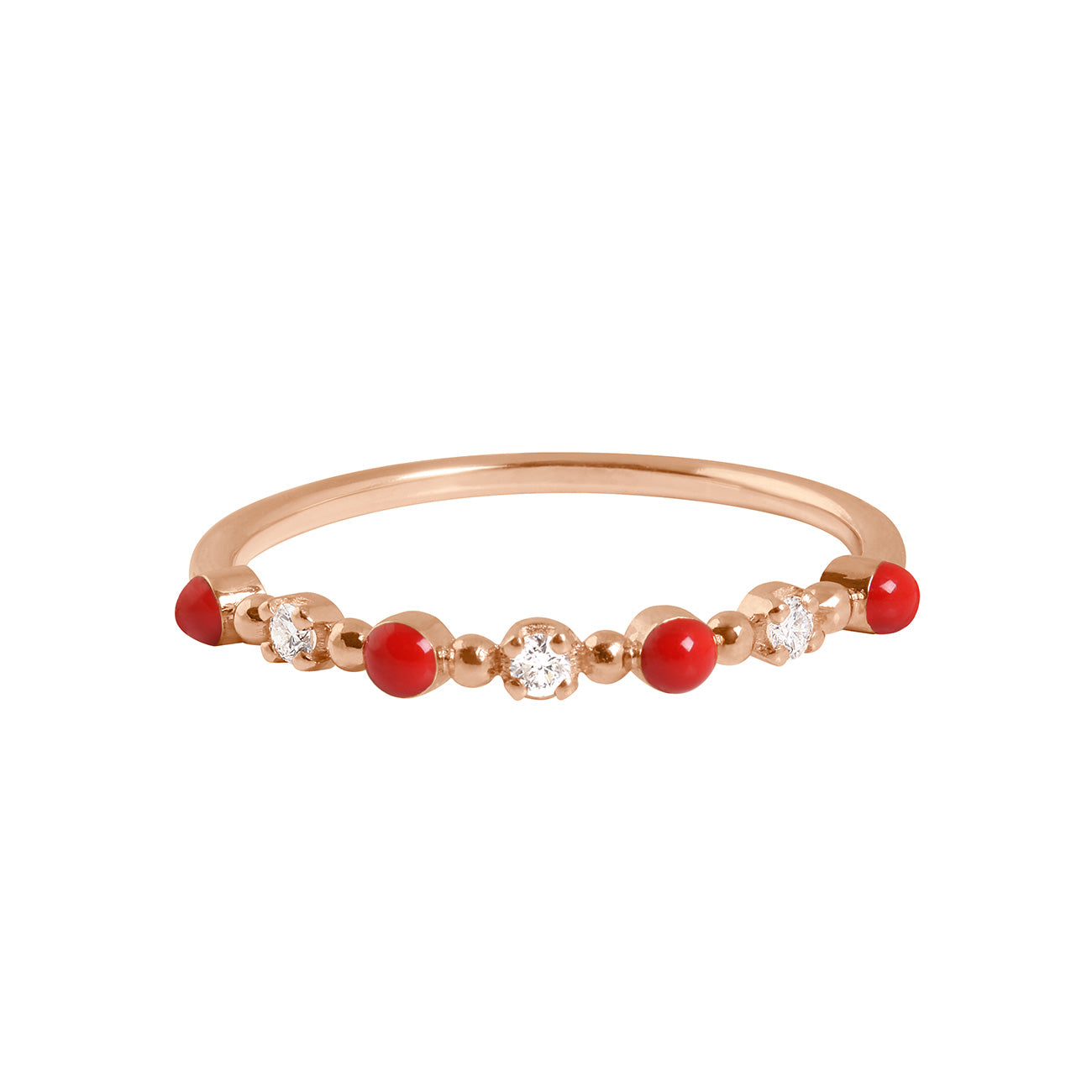 Gigi Clozeau - Bague coquelicot Classique Gigi, 3 diamants, or rose, T 53