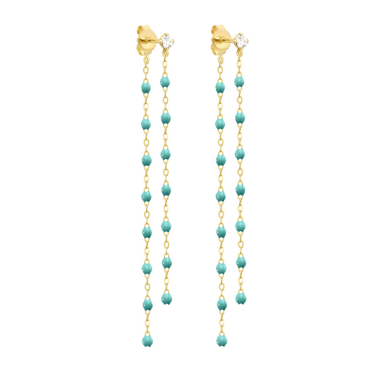 Gigi Clozeau - Boucles d'oreilles Dansantes Classique Gigi turquoise vert, diamants, or jaune