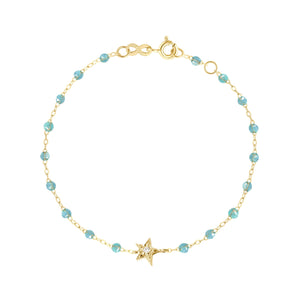 Gigi Clozeau - Bracelet aqua Etoile diamant, or jaune, 17 cm