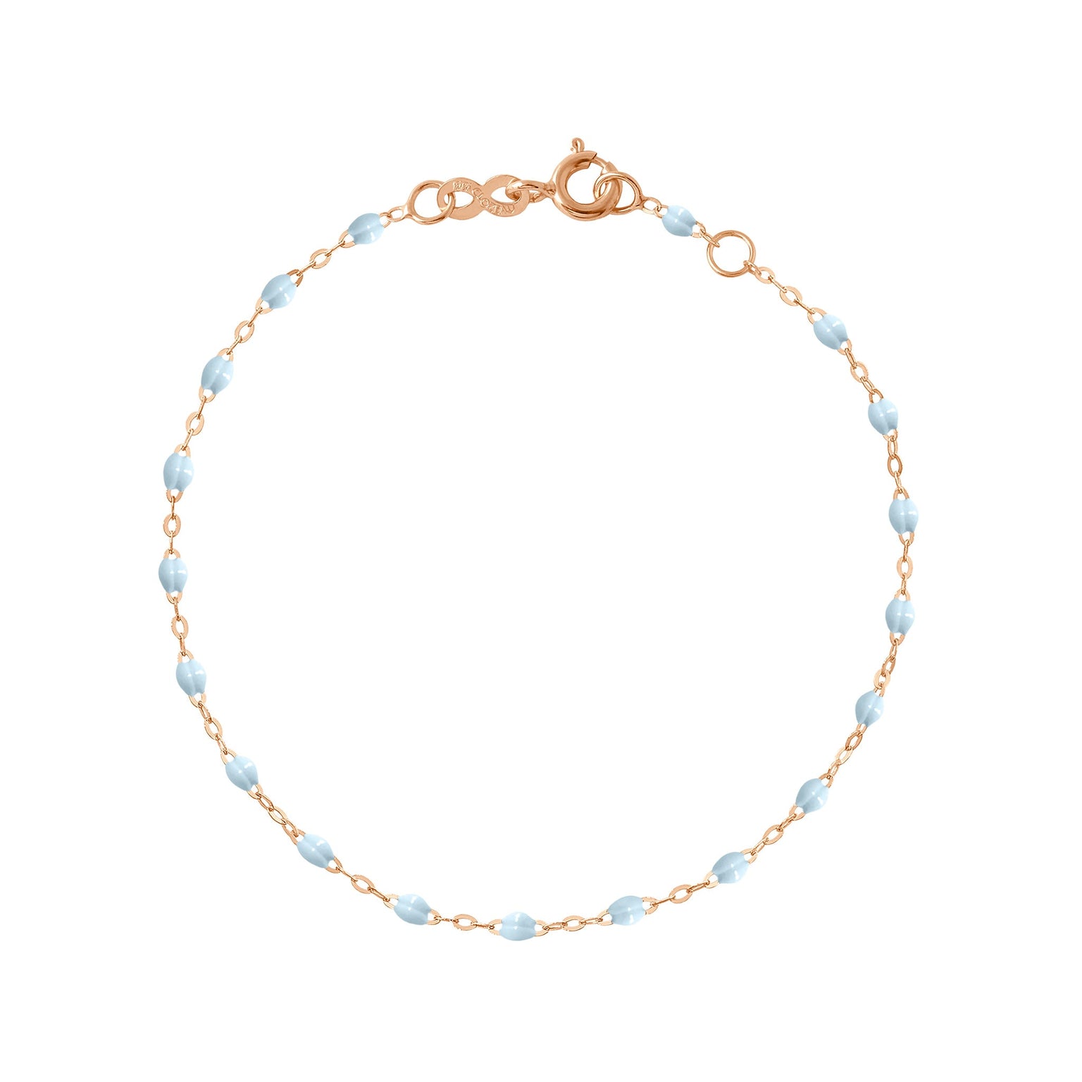 Gigi Clozeau - Bracelet bébé bleu layette Classique Gigi, or rose, 13 cm