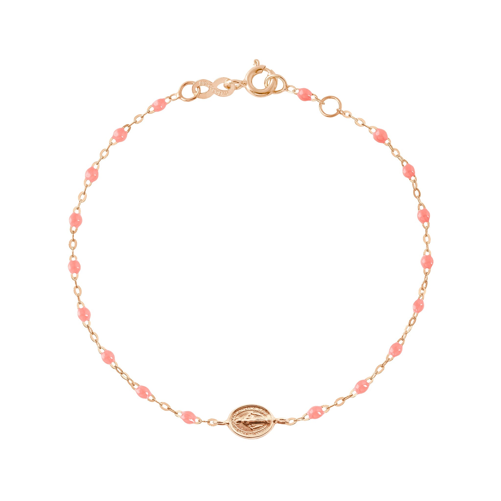 Gigi Clozeau - Bracelet bébé fuchsia Madone or rose, 13 cm
