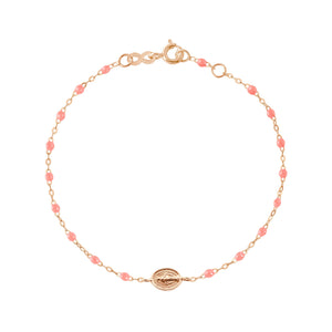 Gigi Clozeau - Bracelet bébé fuchsia Madone or rose, 13 cm