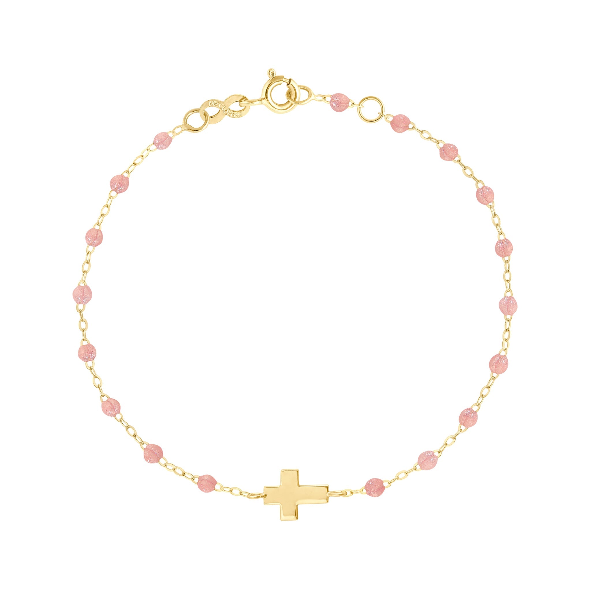 Gigi Clozeau - Bracelet blush Croix, or jaune, 17 cm