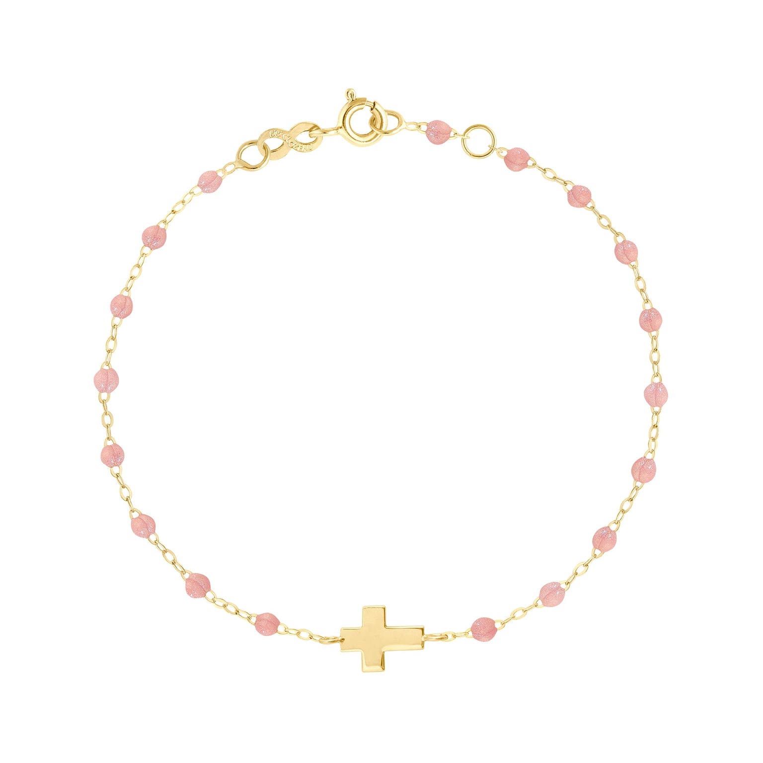 Gigi Clozeau - Bracelet blush Croix, or jaune, 17 cm