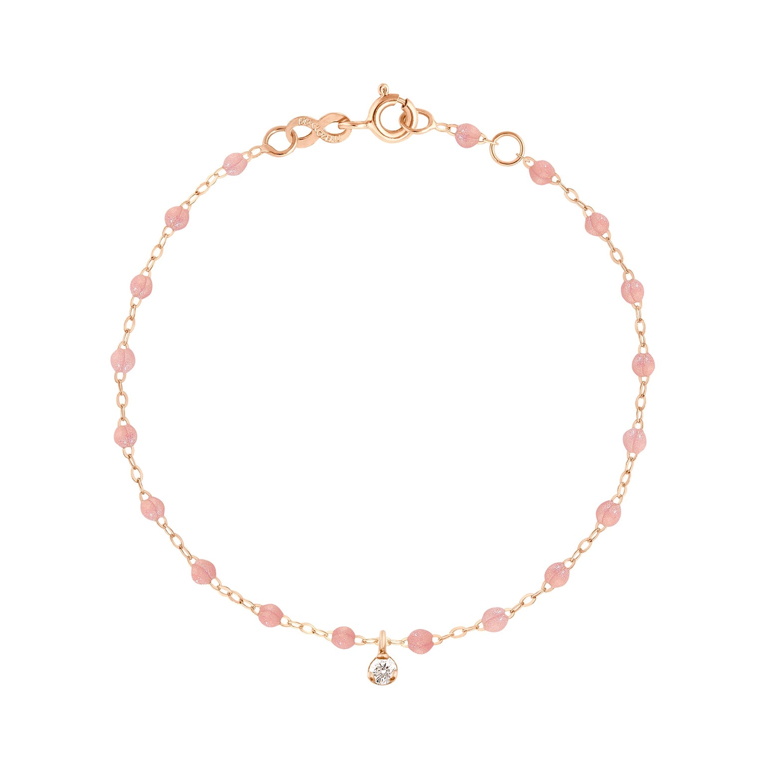 Gigi Clozeau - Bracelet blush Gigi Suprême, or rose, 1 diamant, 17 cm
