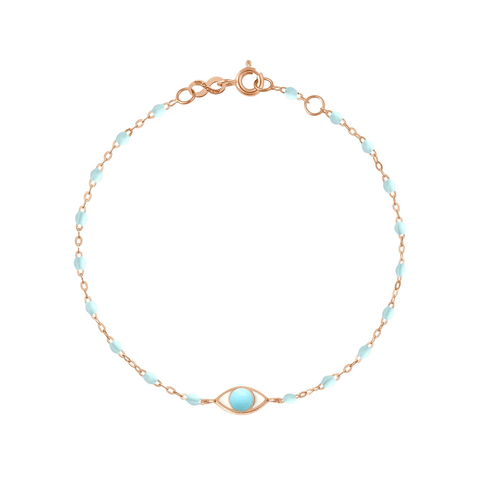 Gigi Clozeau - Bracelet Classique Gigi Eye bleu layette, or rose, 17 cm